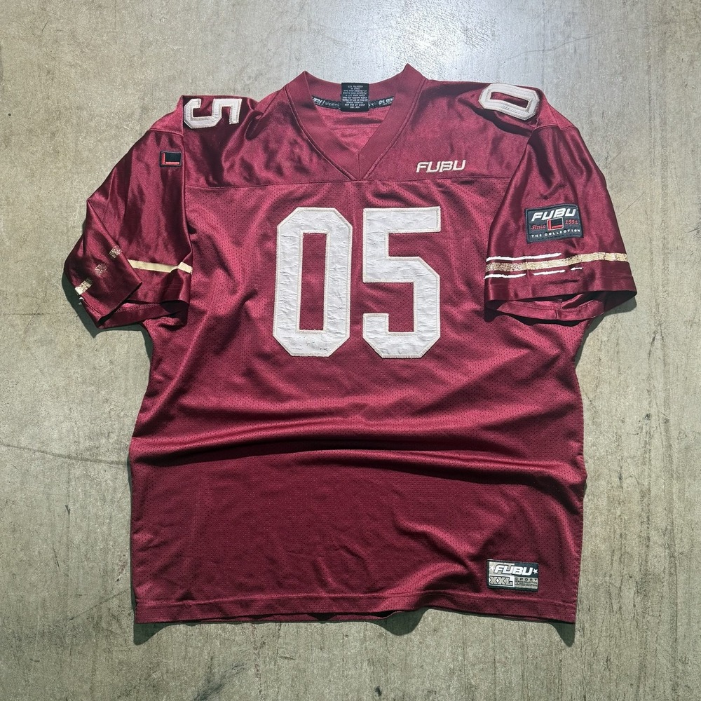 Vintage FUBU Shirt Mens 2XL Red 05 Football Jersey Mesh FUBU Sport 90s